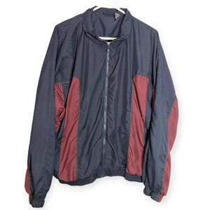 Winner L Navy Blue Burgundy Windbreaker Jacket Colorblock Retro Gorpcore 90s